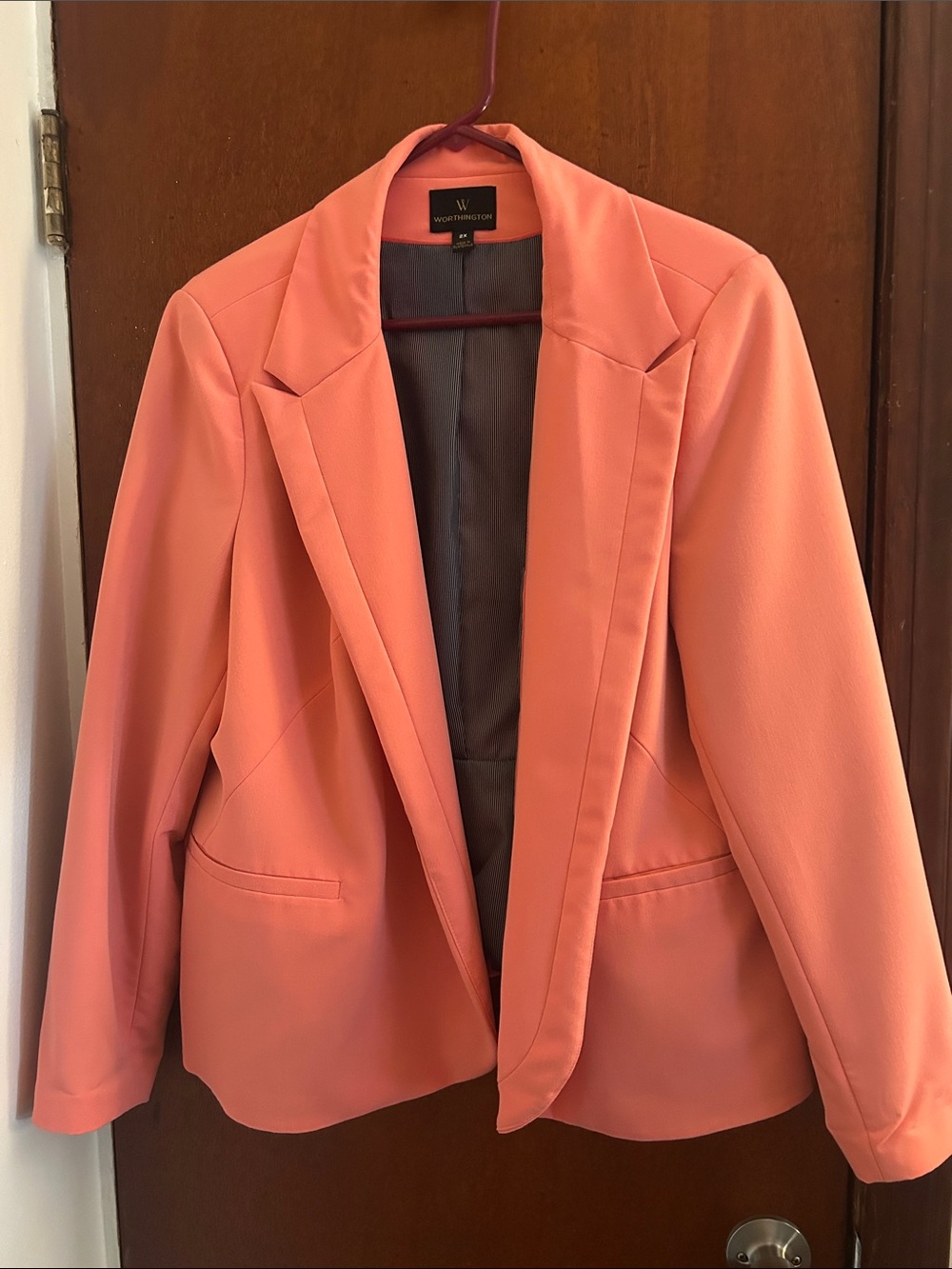 Worthington Peach Open-Front Blazer Jacket